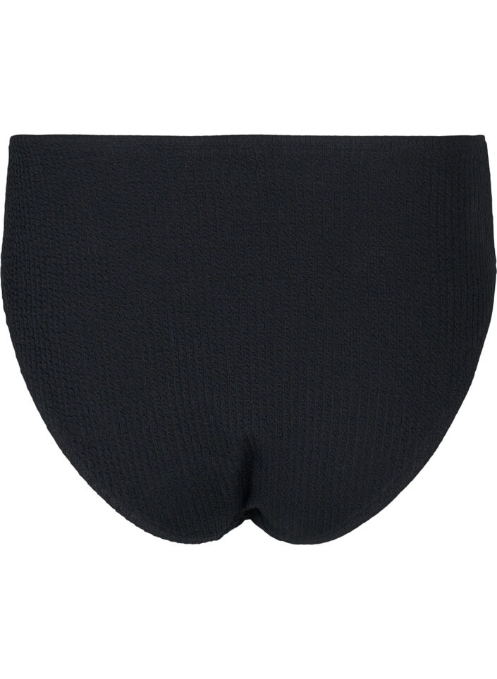 Hochtaillierte Bikini-Hose mit Cr&ecirc;pe-Struktur, Black, Packshot image number 1