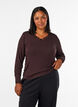 Bluse aus Viskose mit Spitzen und V-Ausschnitt, Braun, Model image number 0