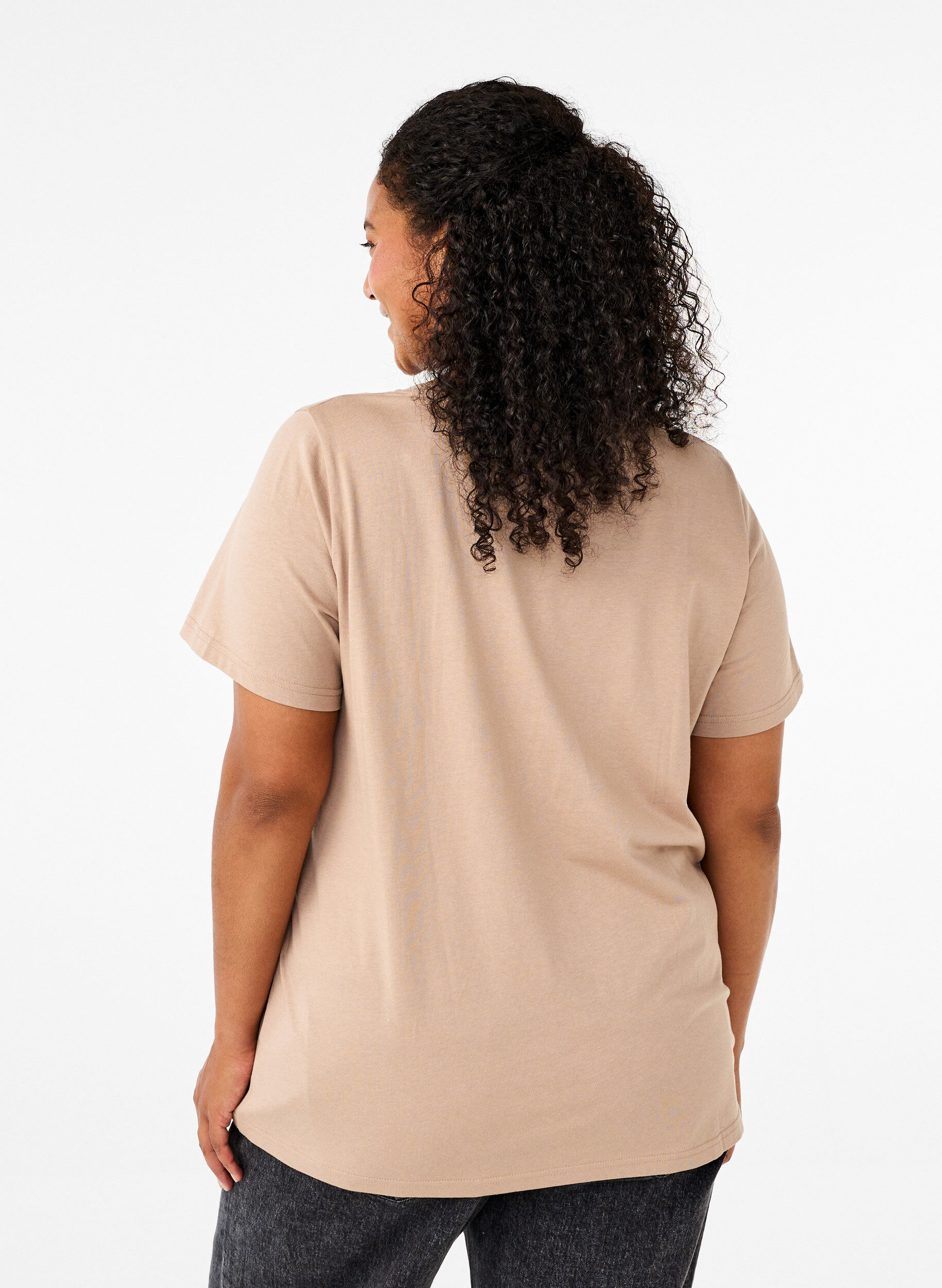 ZizziBaumwoll-T-Shirt mit Druck, S. Mink w. Flower, Model image number 1