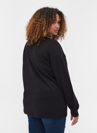 Sweatshirt mit Rundhalsausschnitt und langen Ärmeln, Black, Model image number 1