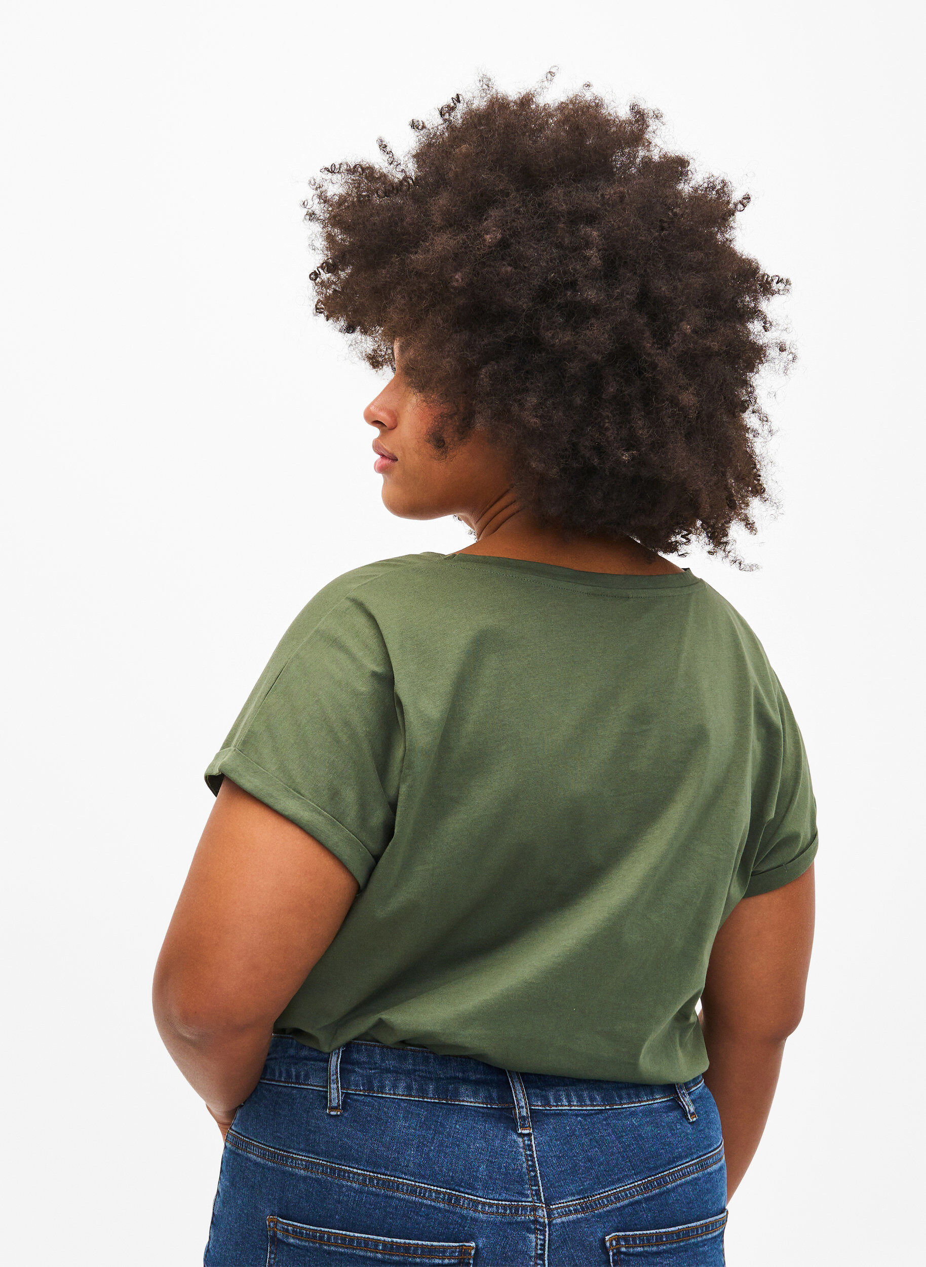 ZizziT-Shirt aus Bio-Baumwolle mit Golddruck, Thyme W. Free, Model image number 1