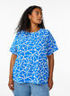 Kurzärmelige Bluse mit Rundhalsausschnitt, Blau, Model image number 0