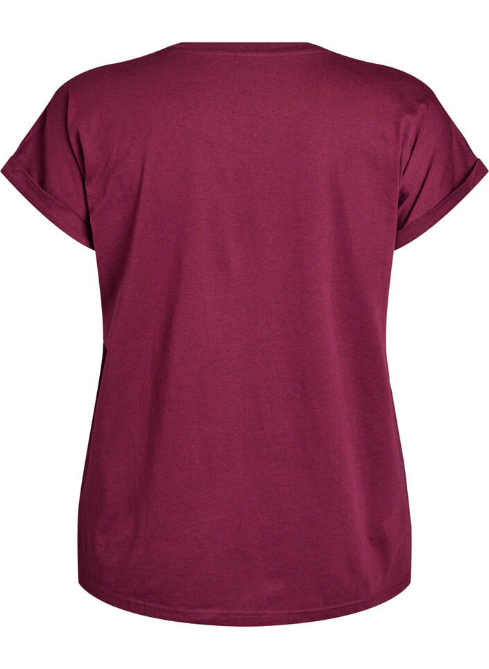Kurz&auml;rmeliges T-Shirt aus Baumwollmischgewebe, Dunkles Bordeaux, Packshot image number 1