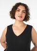 &Auml;rmelloses Midikleid aus Baumwolle mit Ripp und Musselin, Schwarz, Model image number 2