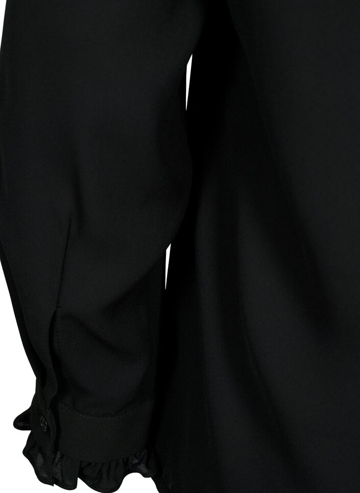 Langärmelige Rüschenbluse, Black, Packshot image number 3