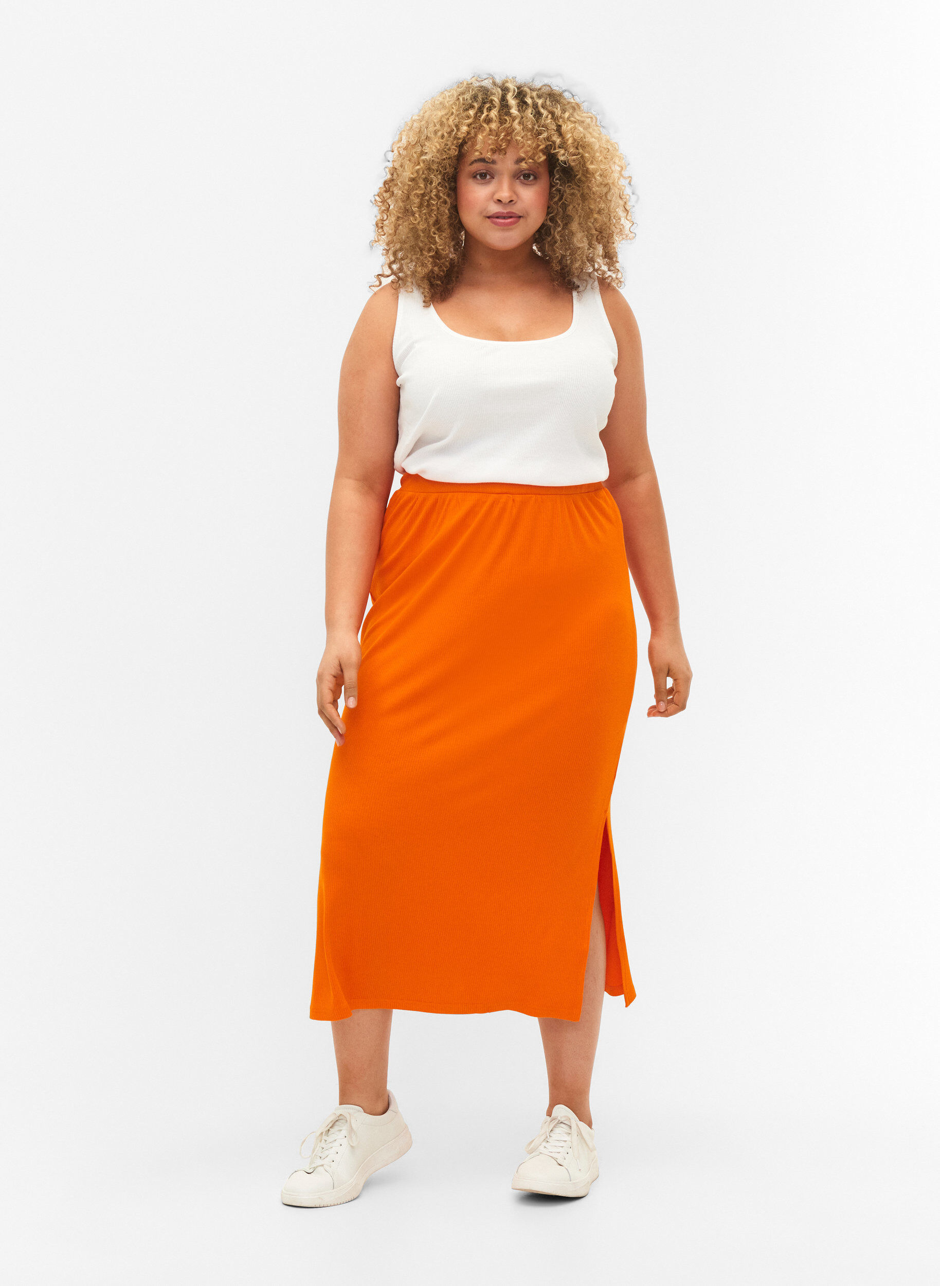 Zizzi2er-Pack Basic Tanktop in Ripp Optik, Black/Bright White, Model image number 2