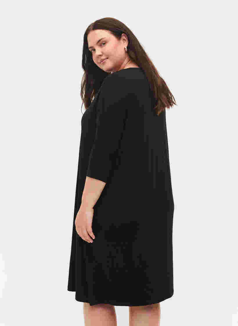 Jerseykleid aus Viskose mit 3/4 Ärmeln, Black, Model image number 1