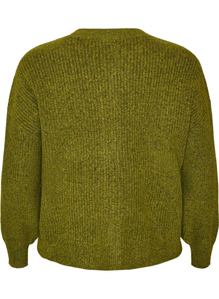 Rippenstrick Strickjacke mit Kn&ouml;pfen, Gr&uuml;n, Packshot image number 1