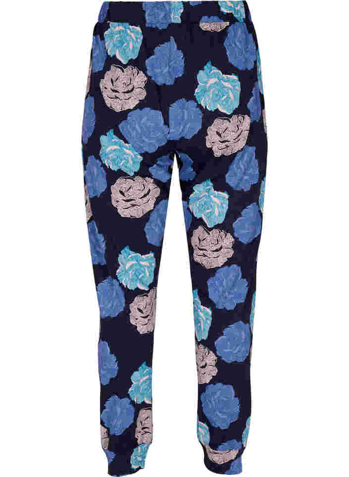 Schlafanzughose aus Baumwolle mit Blumenprint, Blue Flower, Packshot image number 1