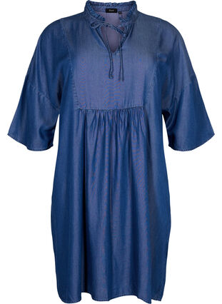 Kleid mit 3/4-Ärmeln aus Lyocell (TENCEL™), Blue denim, Packshot image number 0