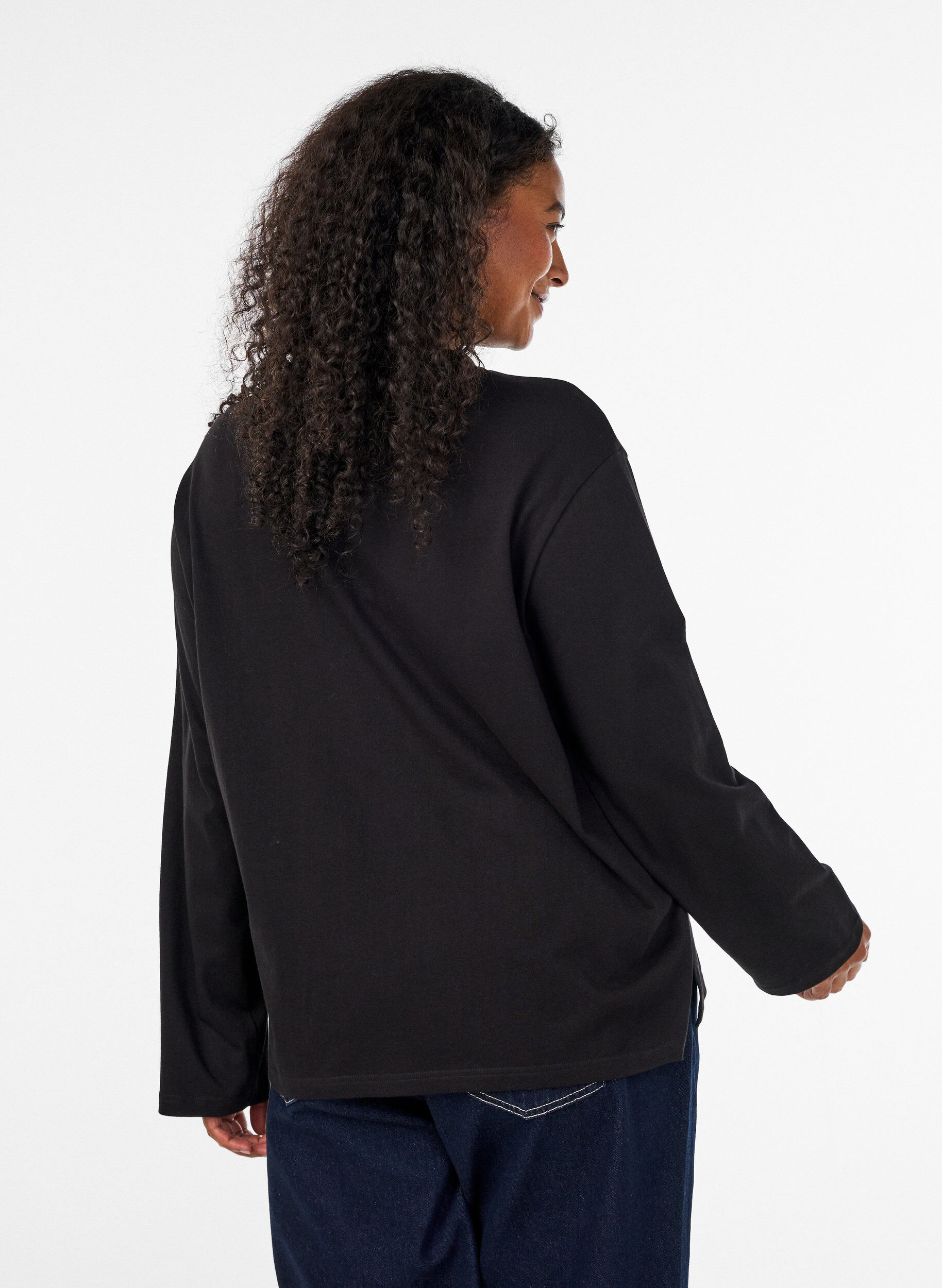 ZizziBasic T-Shirt mit langen &Auml;rmeln, Schwarz, Model image number 2