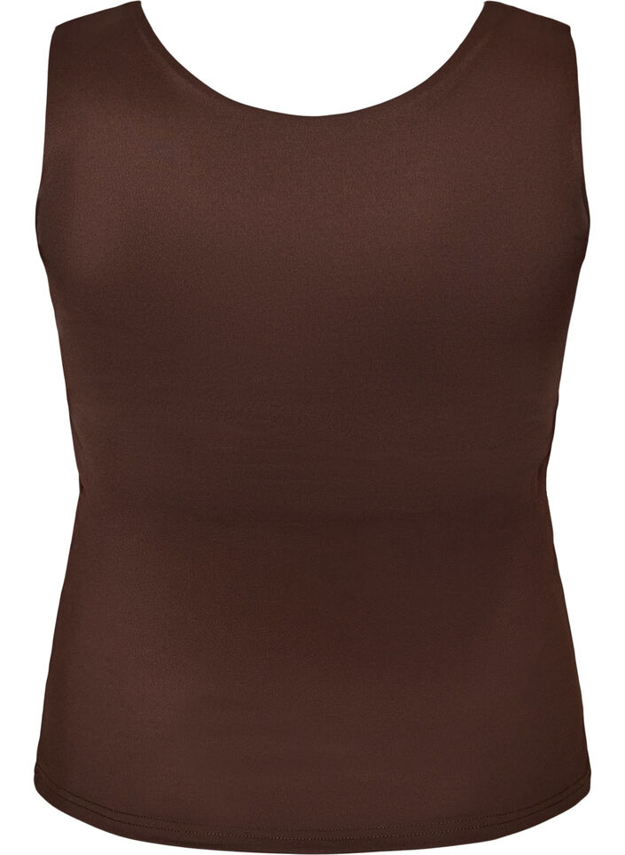 Figurbetontes Basic-Top aus glattem Stoff, Braun, Packshot image number 1