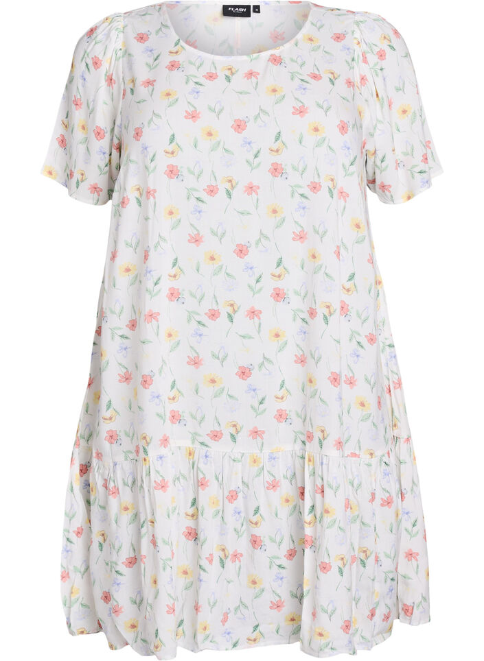 Kleid aus Viskose mit Schnittlinie, Wei&szlig;, Packshot image number 0