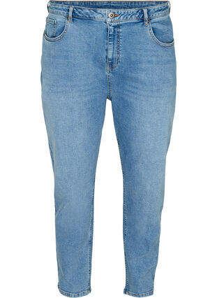 Cropped Mom Fit Jeans mit hoher Taille, Light blue denim, Packshot image number 0