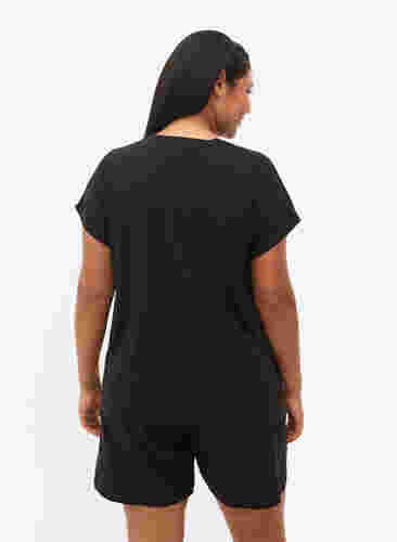 Trainingsshirt mit kurzen Ärmeln und Print, Black/Pink Print, Model image number 1