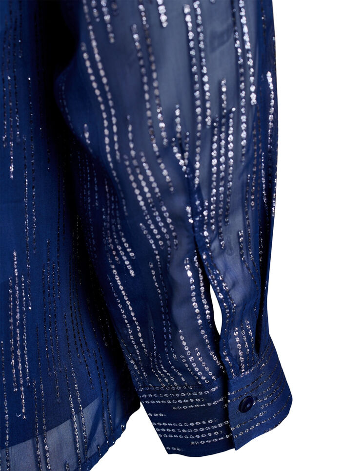 Bluse mit glitzerndem Muster, Blau, Packshot image number 3