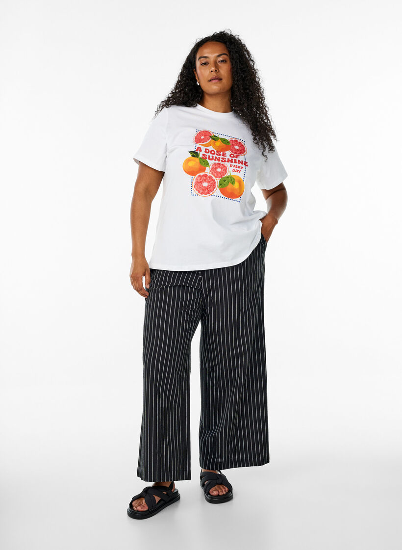 Lockere Hose mit hohem Bund und Taschen, Schwarz, Model image number 1