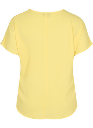 Bluse mit kurzen Ärmeln und Rundhalsausschnitt, Goldfinch, Packshot image number 1