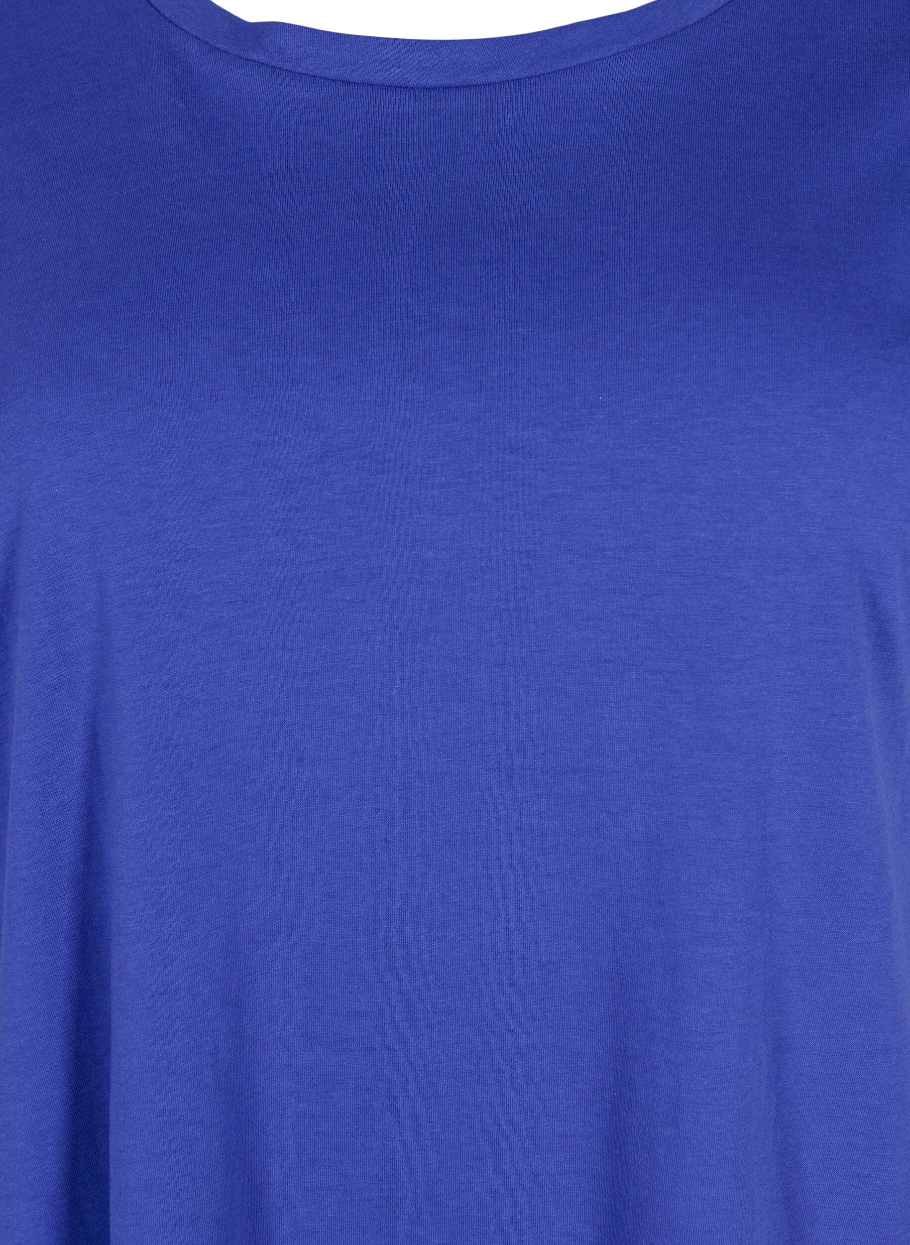 ZizziKurz&auml;rmeliges T-Shirt aus einer Baumwollmischung, Blau, Packshot image number 2