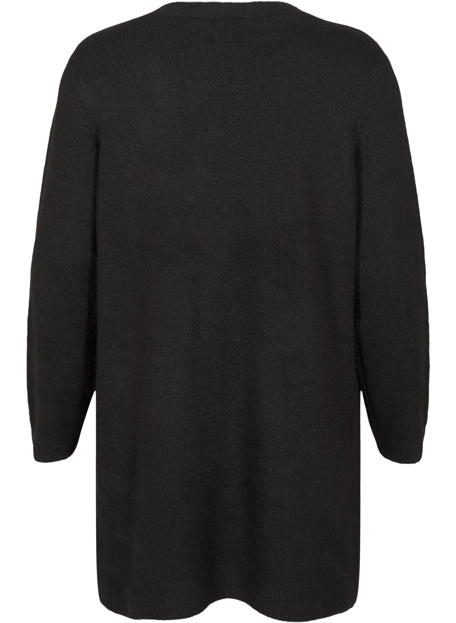 ZizziLange Strickware Strickjacke mit Taschen, Schwarz, Packshot image number 1