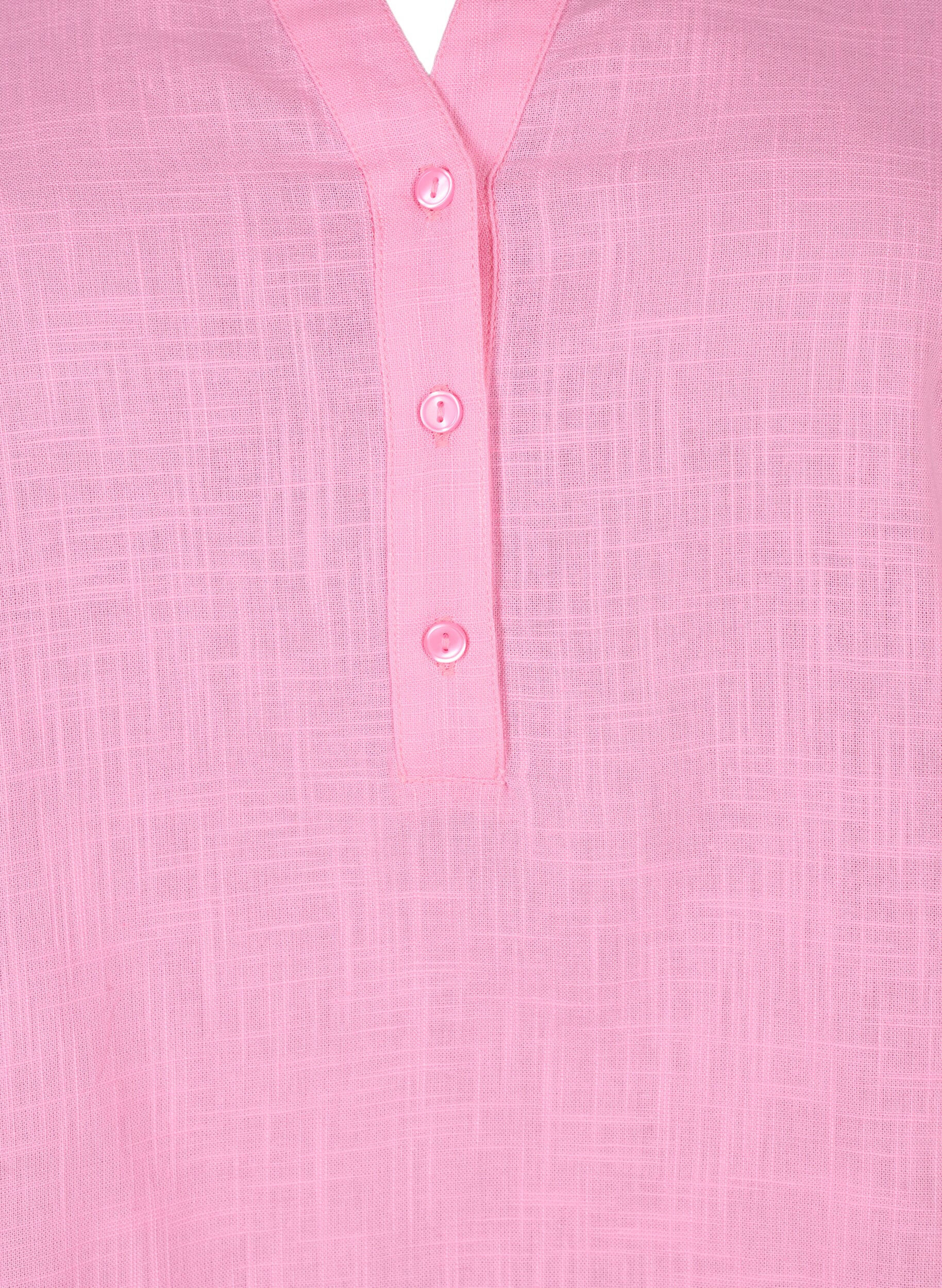 ZizziHemdbluse aus Baumwolle mit V-Ausschnitt, Rosebloom, Packshot image number 2