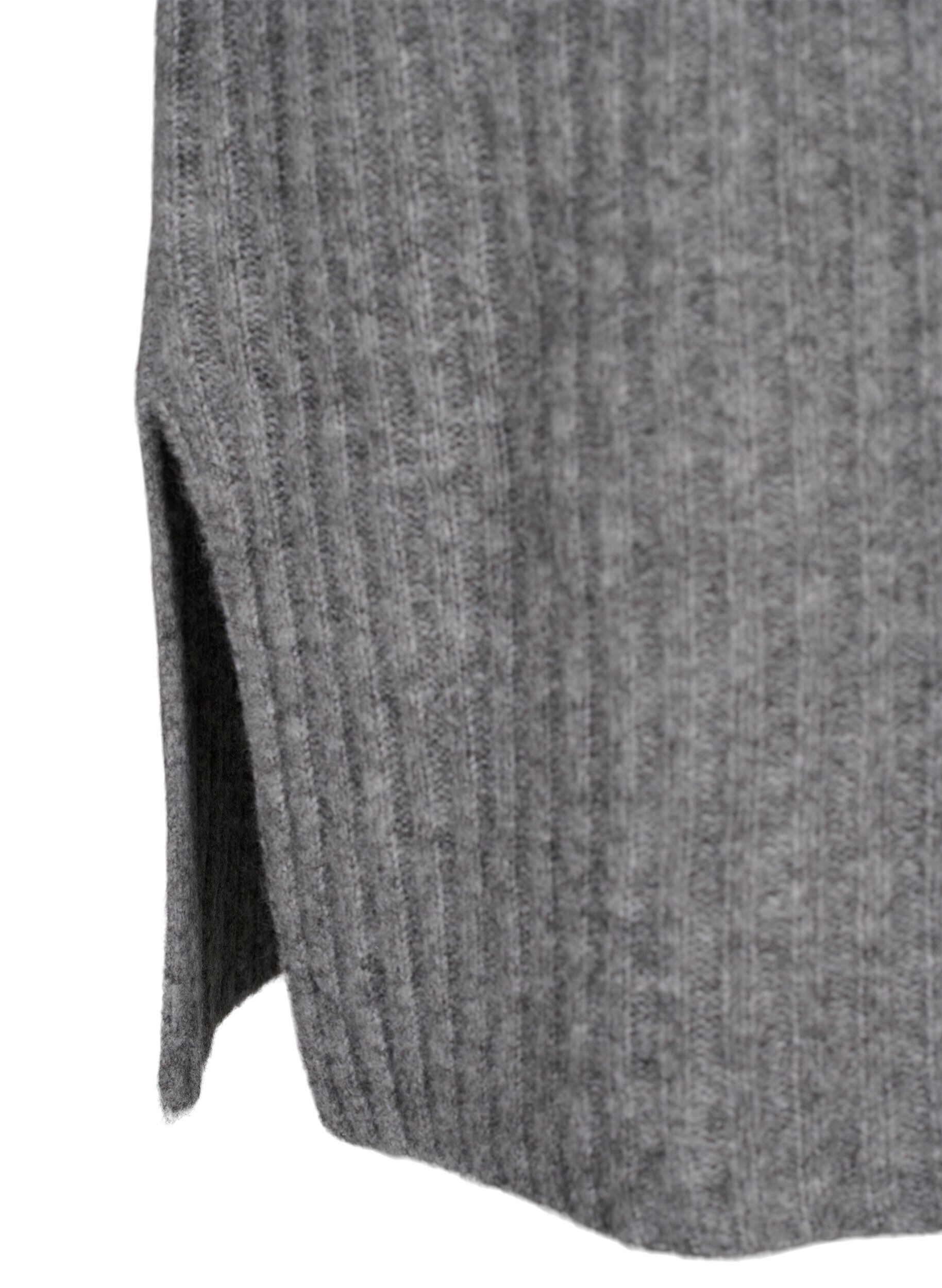 ZizziRippstrickkleid mit Schlitz, Light Grey Melange, Packshot image number 3