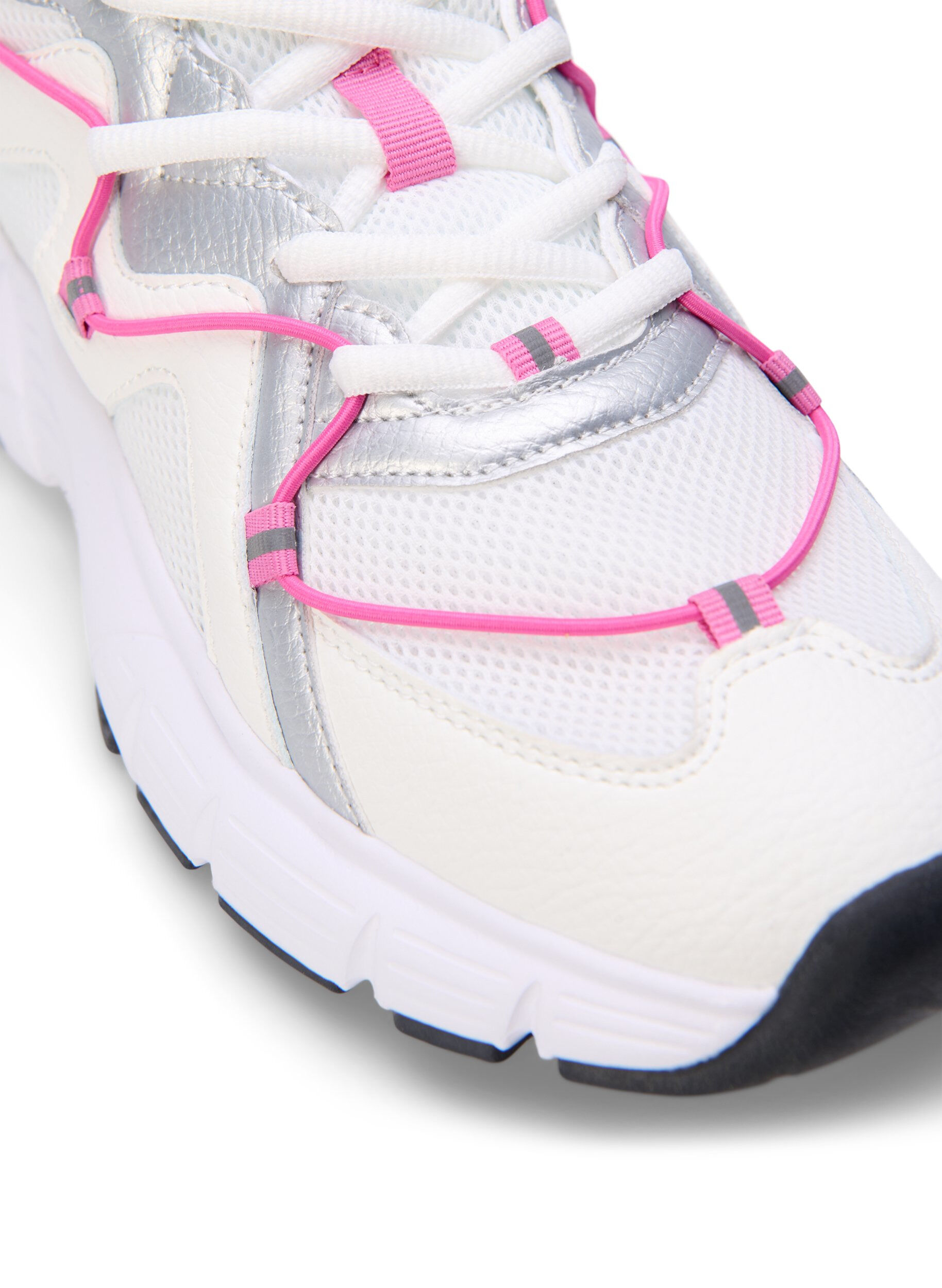 ZizziWeite M Sneakers mit kontrastierender Schn&uuml;rung, White w. Pink, Packshot image number 3