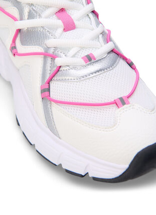 Weite M Sneakers mit kontrastierender Schnürung, White w. Pink, Packshot image number 3