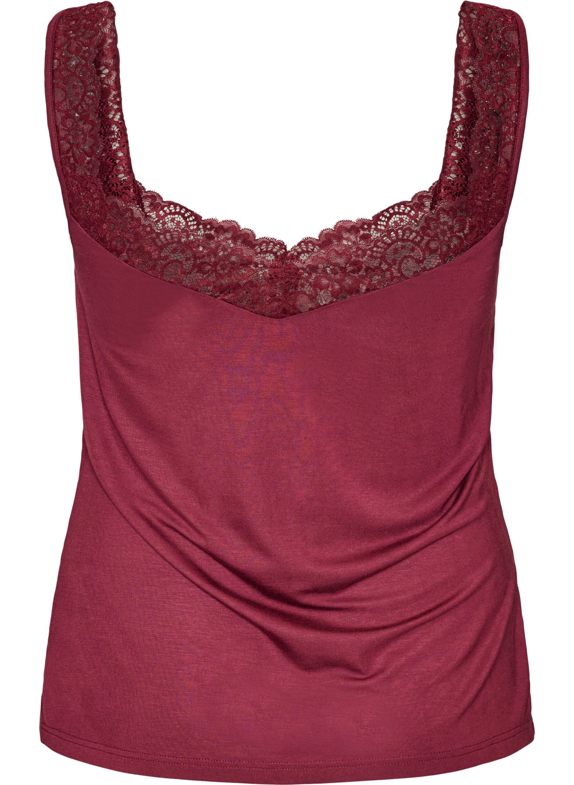 ZizziTop aus Viskose mit Spitze, Rot, Packshot image number 1