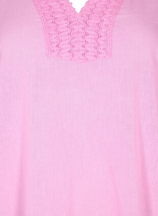 Bluse aus Baumwolle mit Häkeldetail, Begonia Pink, Packshot image number 2