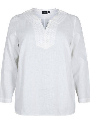 Bluse aus Baumwolle mit Häkeldetail, White, Packshot image number 0