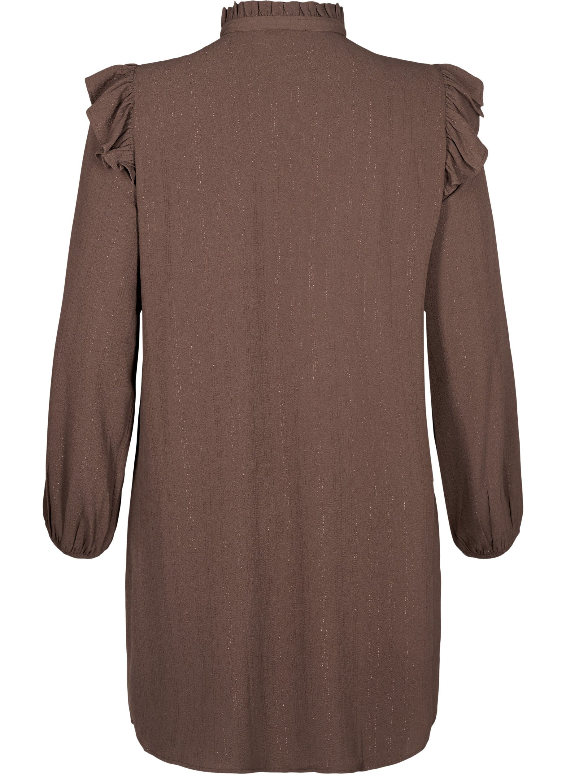 ZizziKurzes Kleid mit R&uuml;schen und Glitzer, Braun, Packshot image number 1