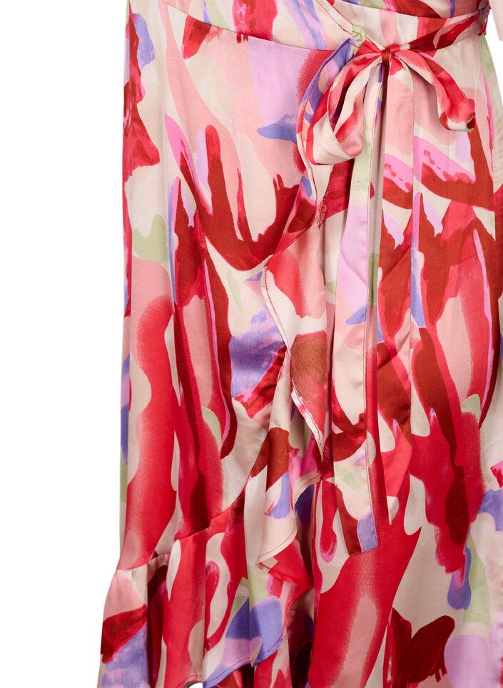 Satin-Wickelkleid mit Aufdruck, Geranium Graphic AOP, Packshot image number 3
