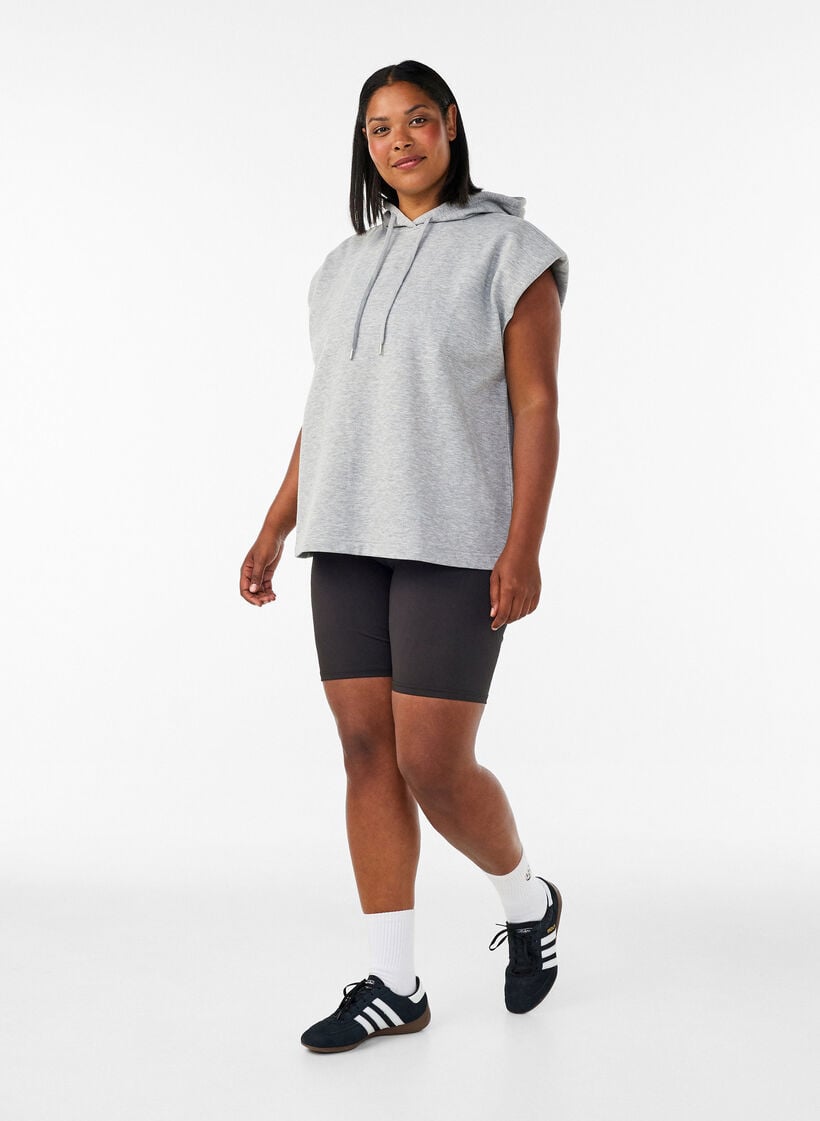 Sweatweste mit Kapuze und Schulterpolstern, Grau, Model image number 1
