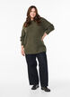 Strickbluse mit V-f&ouml;rmigem Rippenmuster und Schlitzen, Gr&uuml;n, Model image number 1