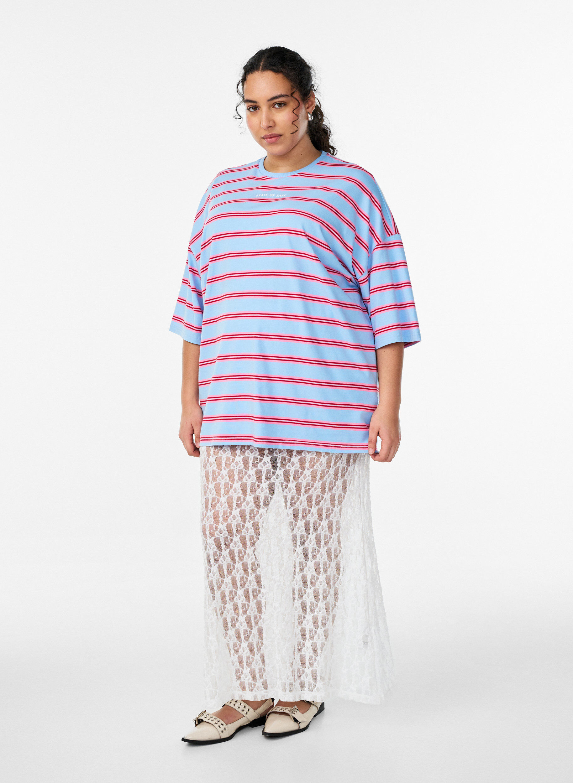 ZizziLanger Rock aus transparenter Spitze, Wei&szlig;, Model image number 1