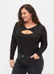 Bluse mit Cut-Out und langen Ärmeln, Black, Model image number 0