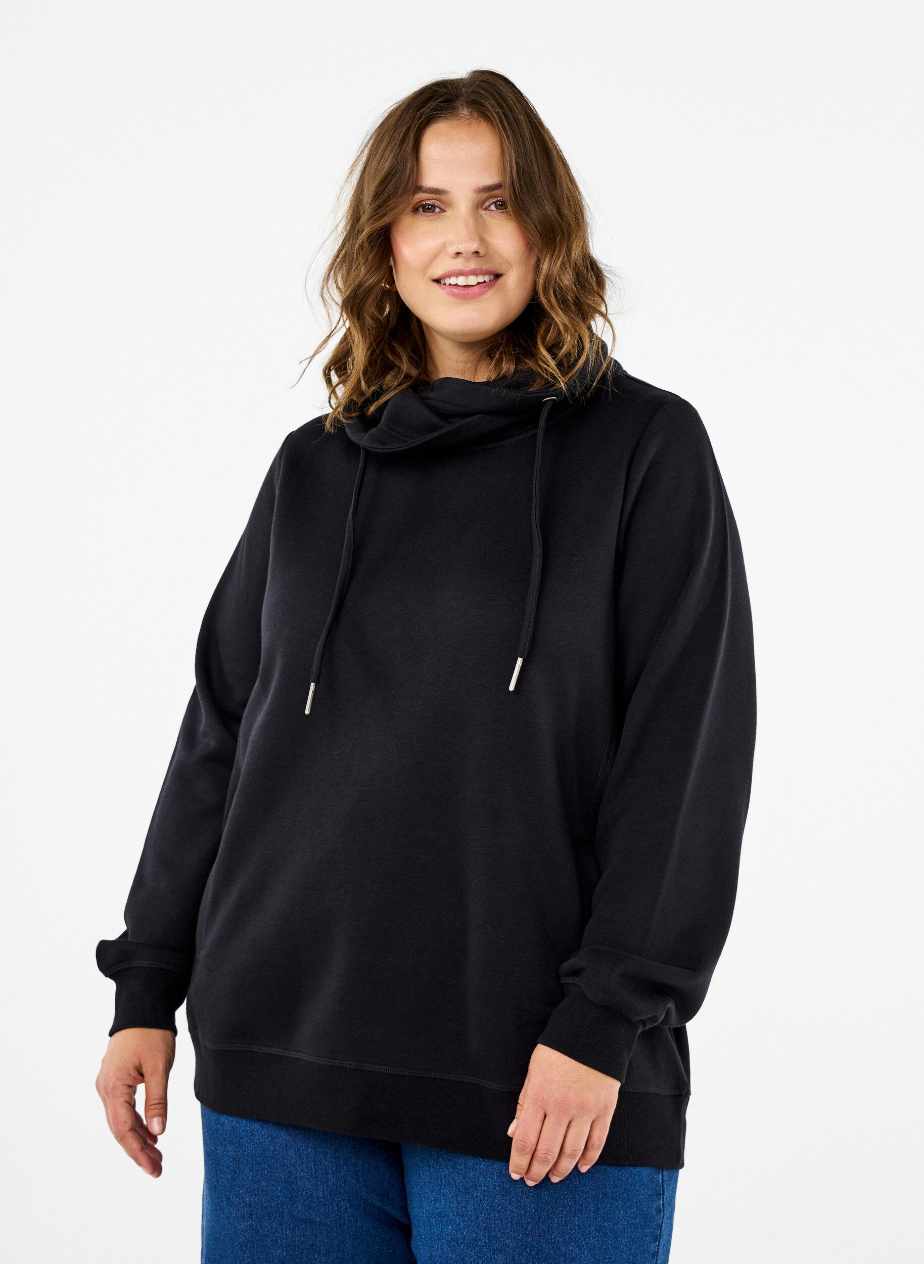 ZizziFLASH - Sweatshirt mit Stehkragen, Black, Model image number 0