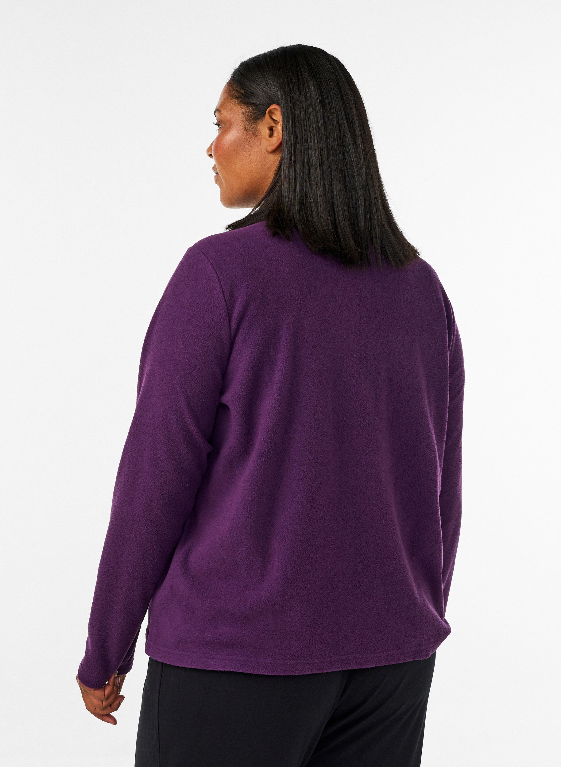 ZizziTop aus Fleece mit Rei&szlig;verschluss und hohem Kragen, Lila, Model image number 2