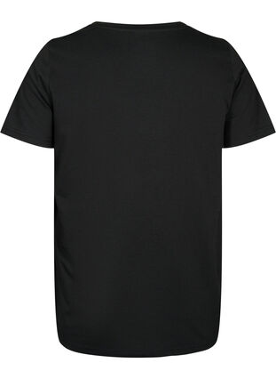 Kurzärmeliges T-Shirt mit V-Ausschnitt, Black, Packshot image number 1