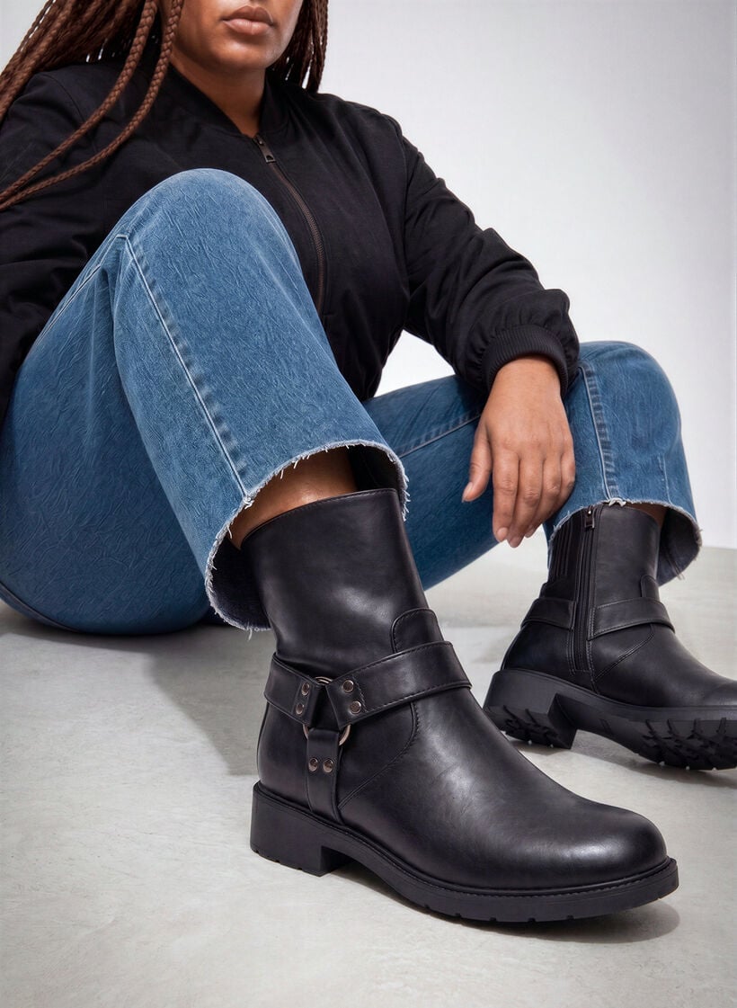 Kurzer Bikerstiefel, Schwarz, Image