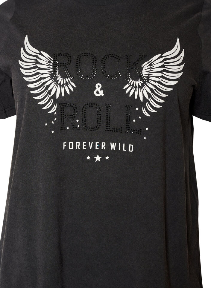 T-Shirt aus Bio-Baumwolle mit Print, Schwarz, Packshot image number 2