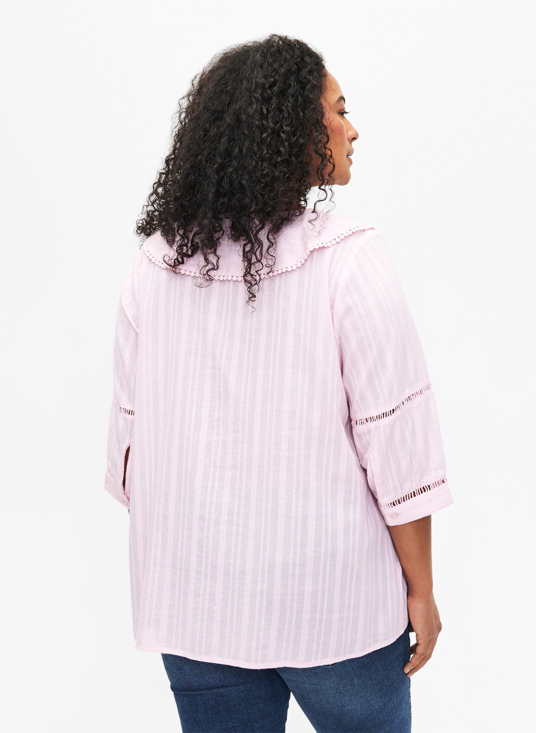 ZizziBluse mit 3/4-&Auml;rmeln und Spitze, Almond Blossom, Model image number 1