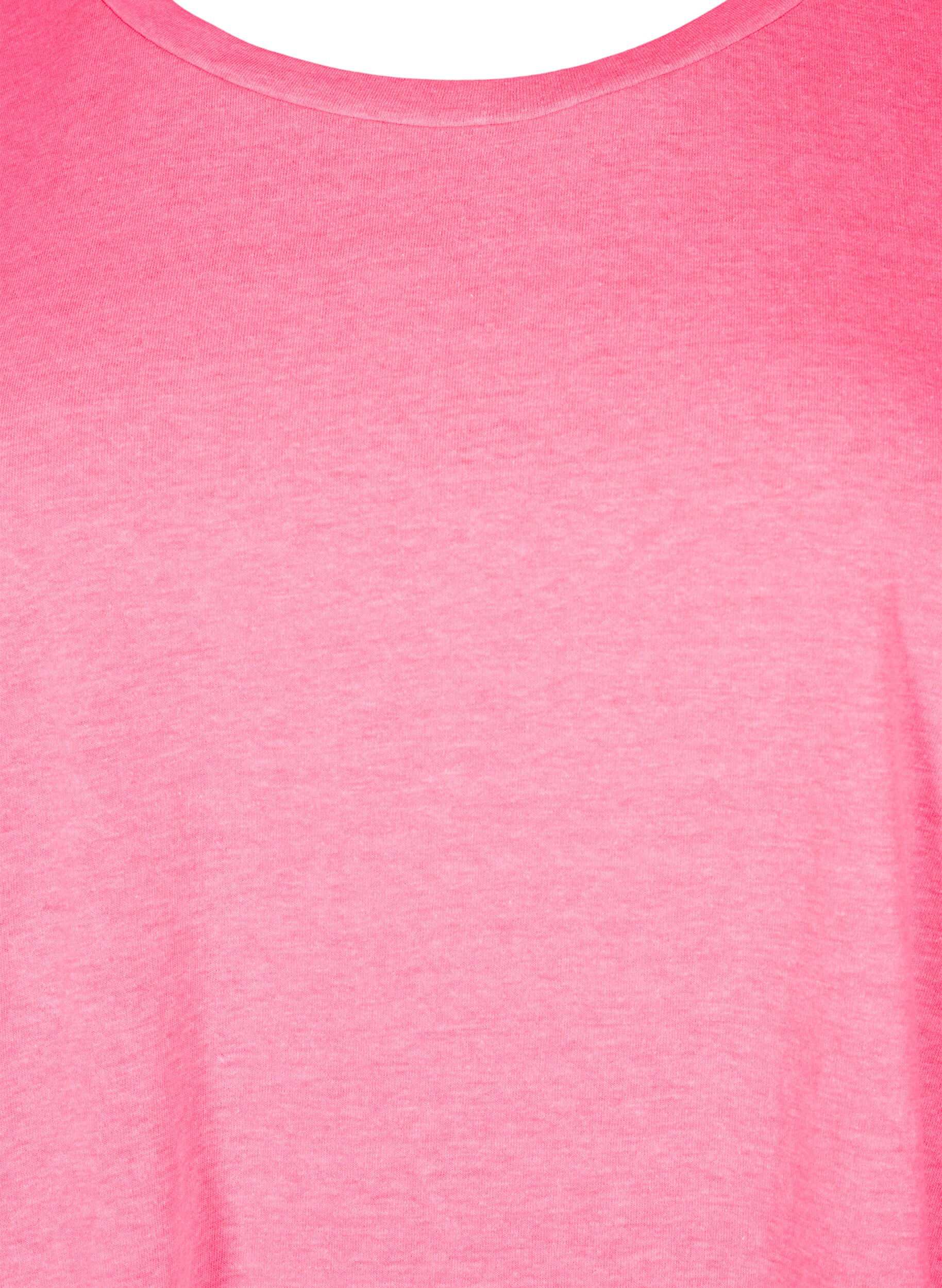 ZizziNeonfarbenes T-Shirt aus Baumwolle, Pink, Packshot image number 2