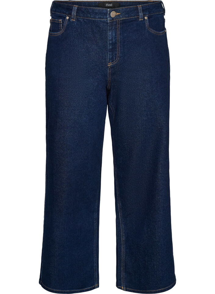 Myra Jeans mit hoher Taille und weiter Passform, Blau, Packshot image number 0