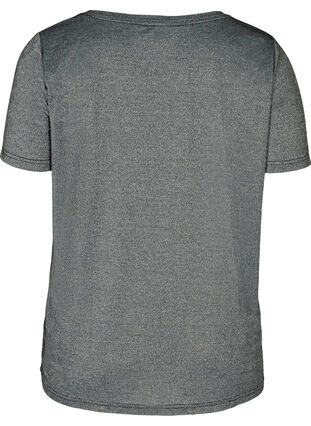 Kurzarm T-Shirt mit Schimmer, Black w Silver , Packshot image number 1