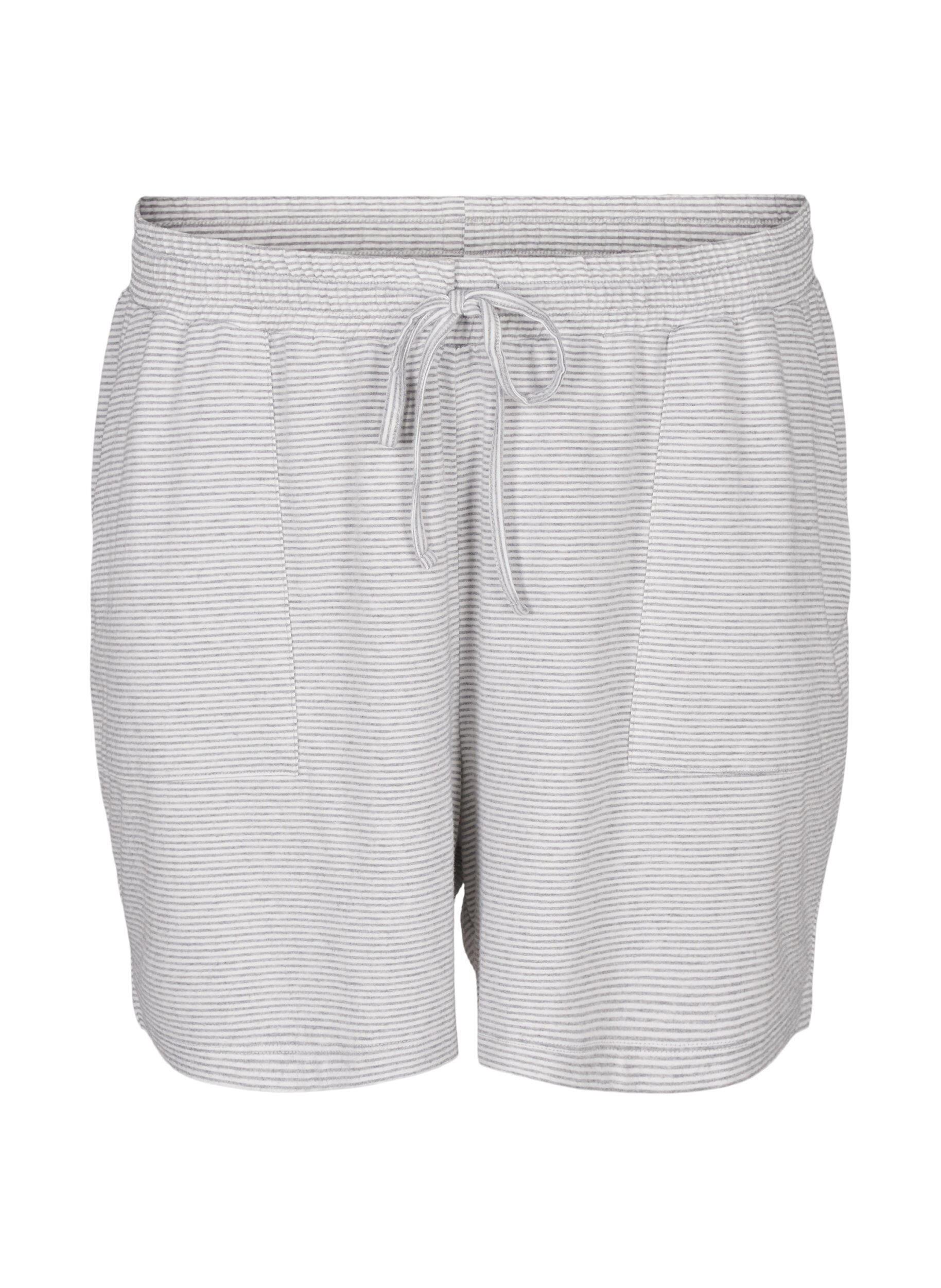 Hoch taillierte Pyjama-Shorts mit Streifenmuster