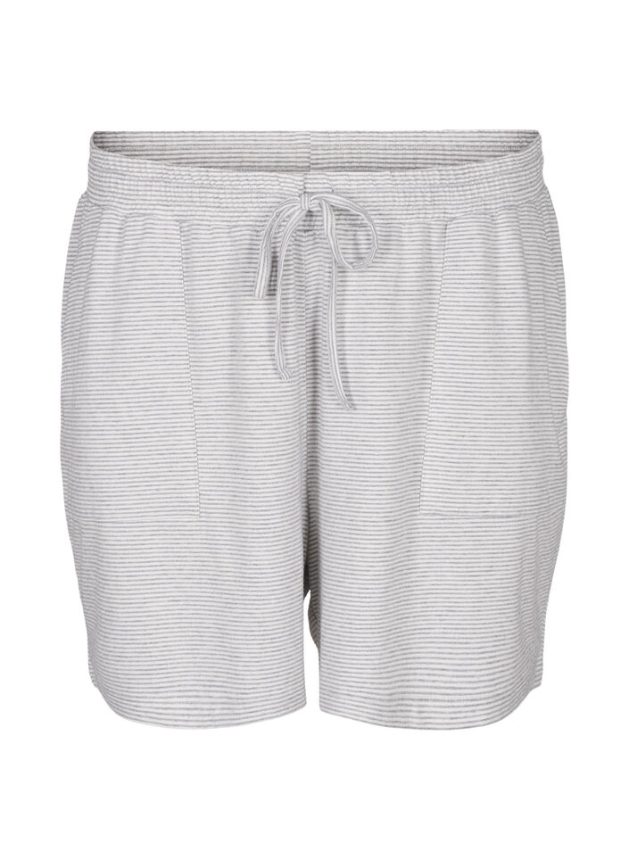 Hoch taillierte Pyjama-Shorts mit Streifenmuster, LGM Stripe, Packshot image number 0