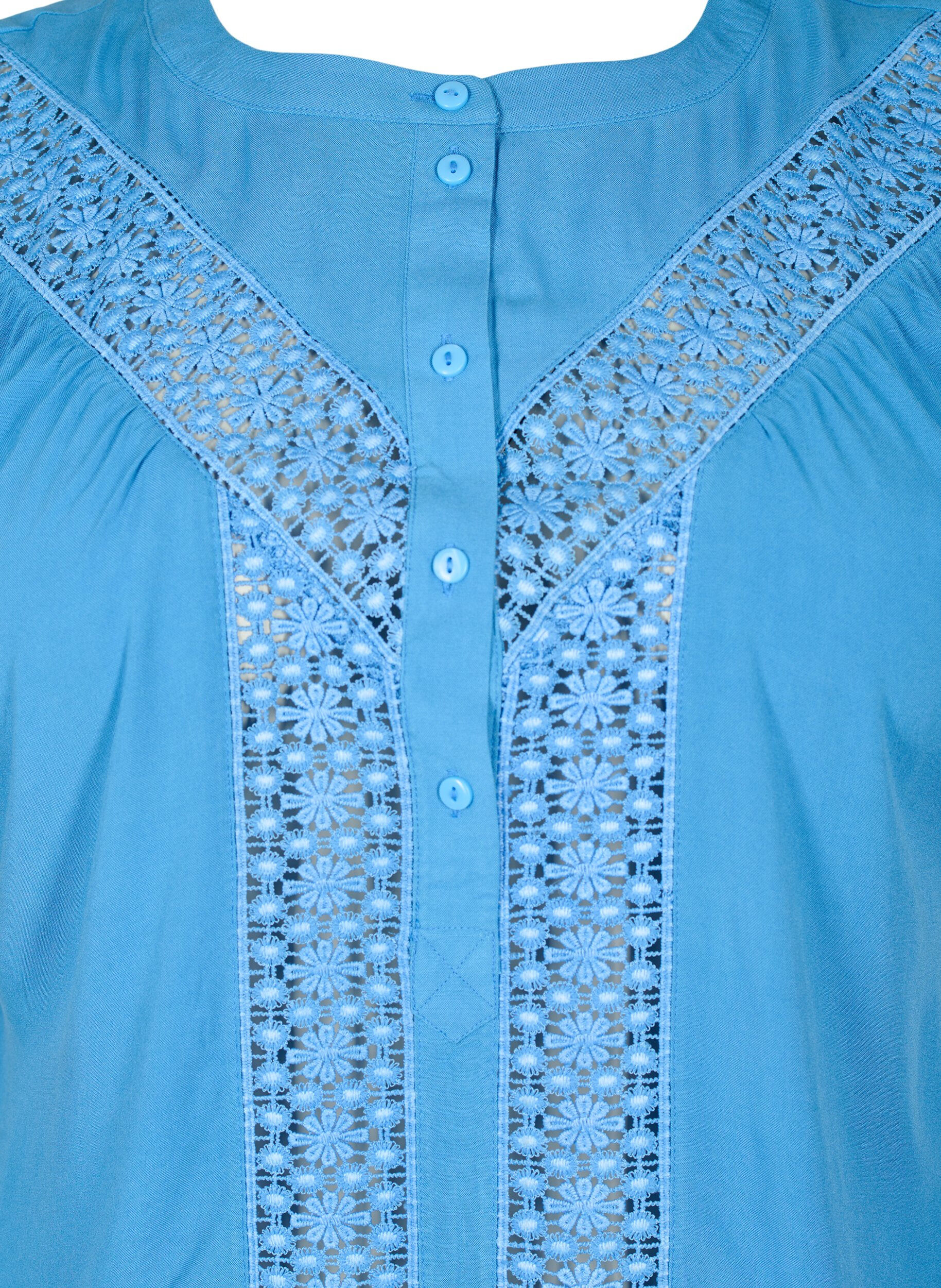 Zizzi Viskosebluse mit Spitzenbesatz, Marina, Packshot image number 2