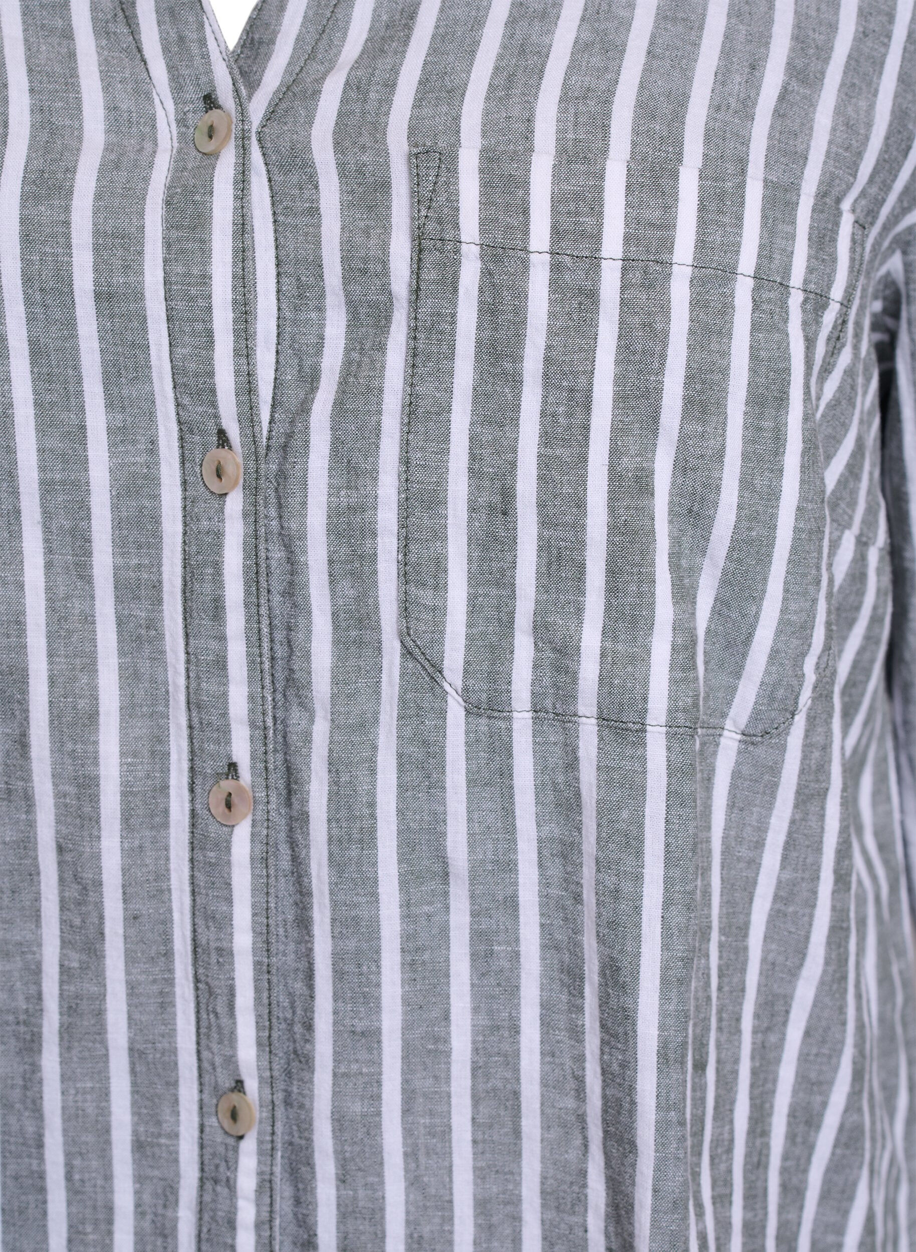 ZizziBluse aus Leinen und Viskose mit 3/4-&Auml;rmeln, Gr&uuml;n, Packshot image number 2